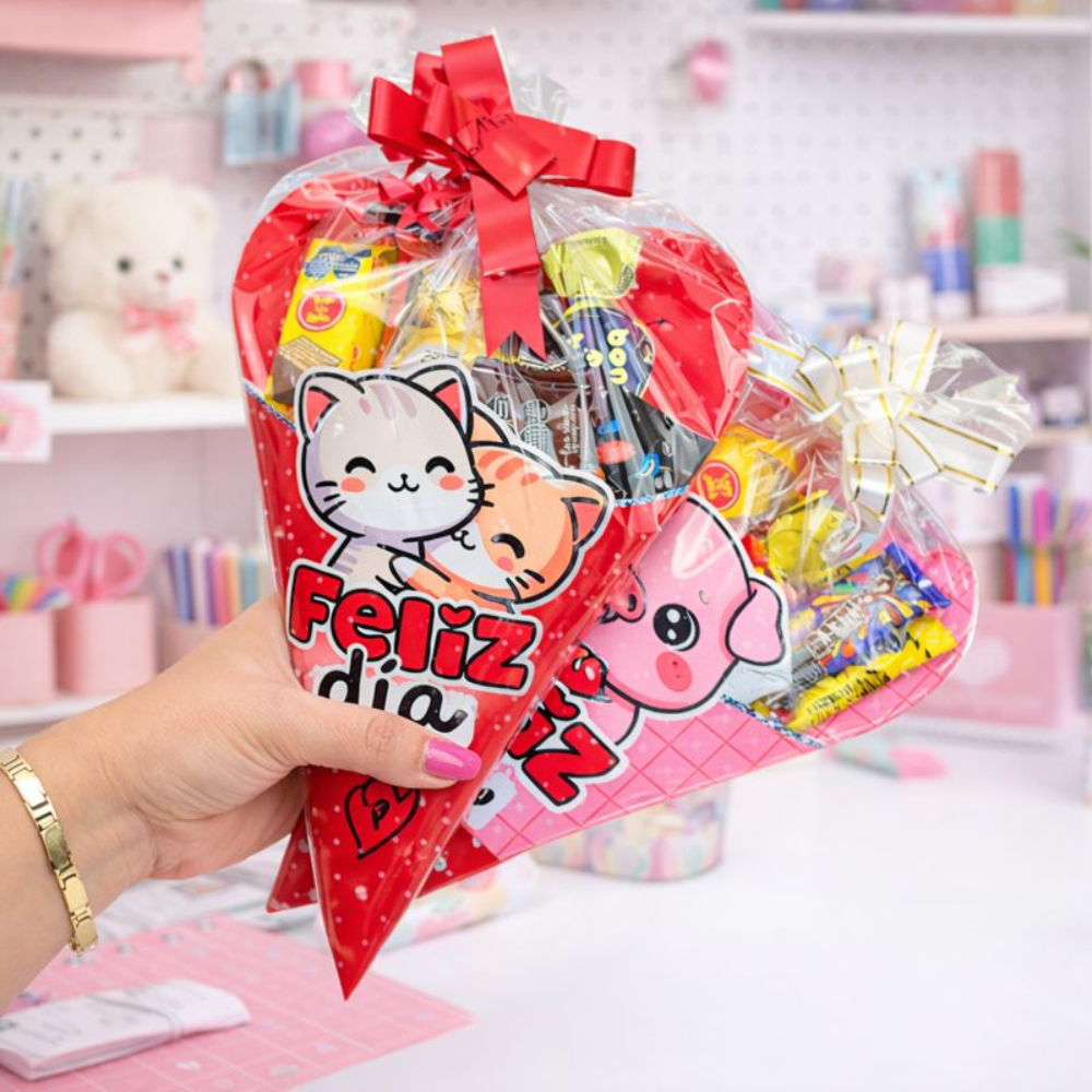 Cono Gigante en forma de Corazón con dulces